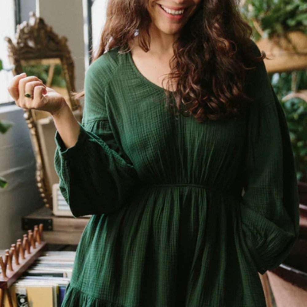 Suunday Sara dress 100% cotton qauze in kombu